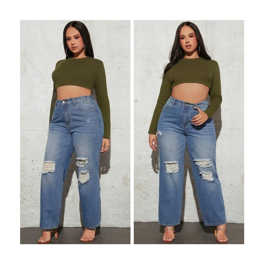 Shein Curved distressed Jeans